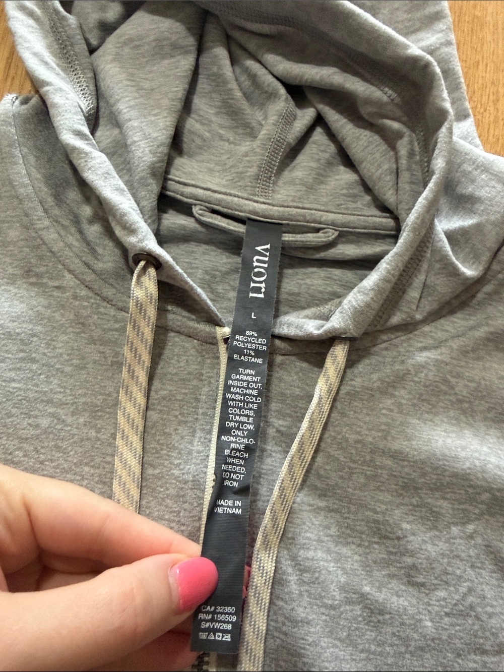 Vuori Halo Performance 2.0 Full Zip Hoodie Pale Grey Heather Sz L - Picture 2 of 6